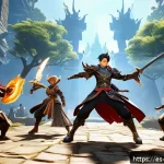 블레이드소울 레볼루션 게임 패치 내용 정리 - A dynamic fantasy battle scene showcasing diverse character classes from Blade & Soul Revolution eng...