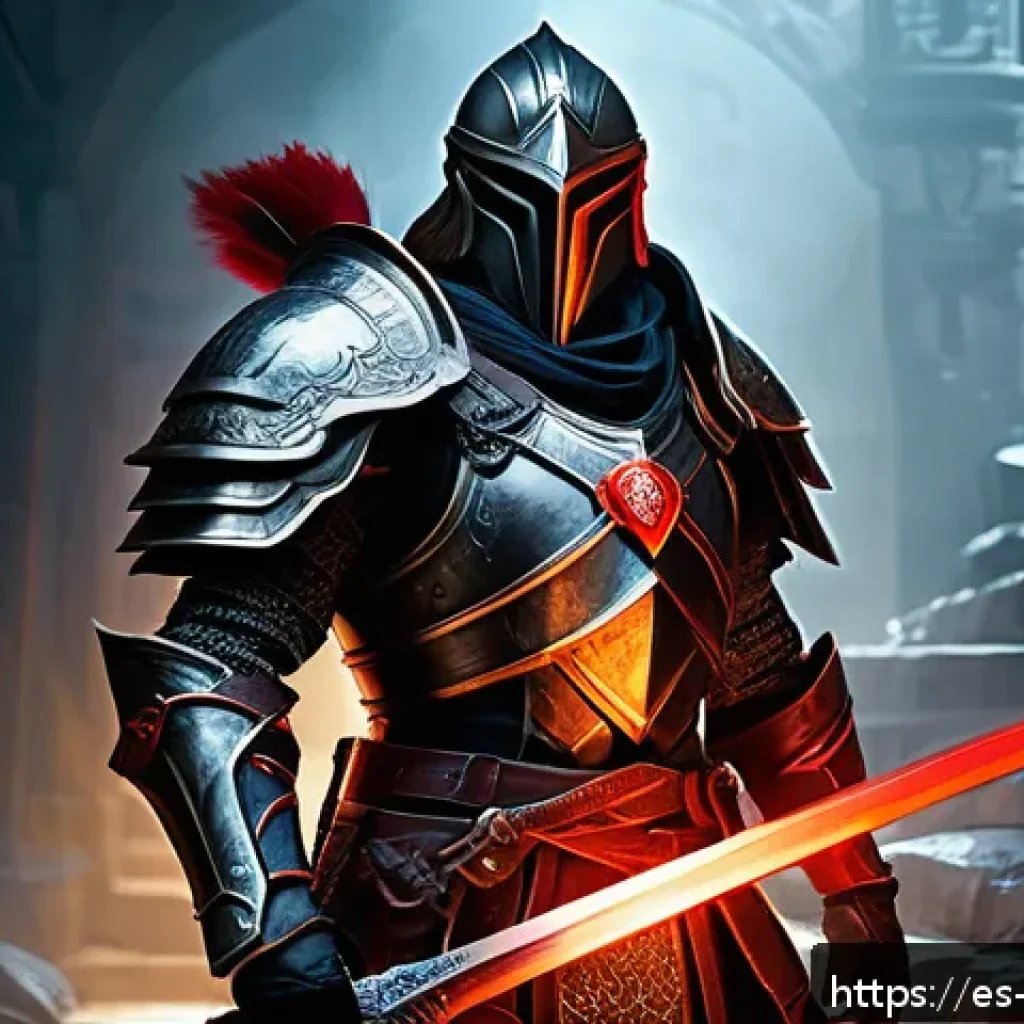 블레이드소울 레볼루션 보패 세팅 방법 - A dynamic fantasy RPG warrior in heavy reinforced armor with vibrant red accents, wielding a massive...