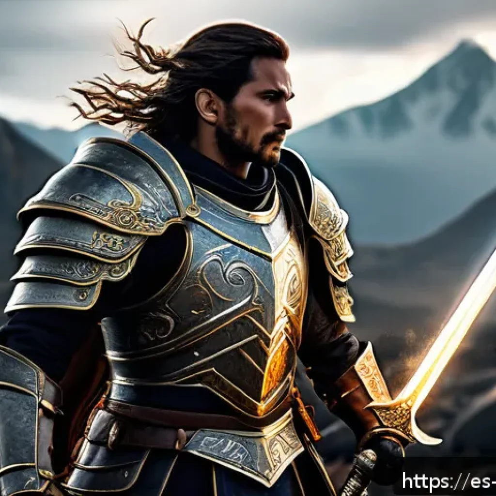 블레이드소울 레볼루션 유료 아이템 효율성 비교 - A dynamic fantasy warrior character equipped with premium armor and an exclusive weapon, standing co...